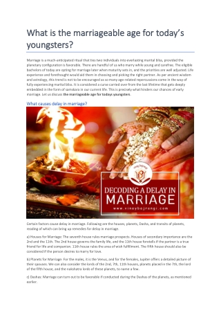 Which planet is responsible for delayed marriage in one’s birth chart
