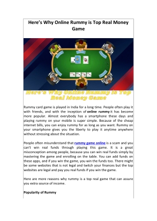Here why online rummy money game