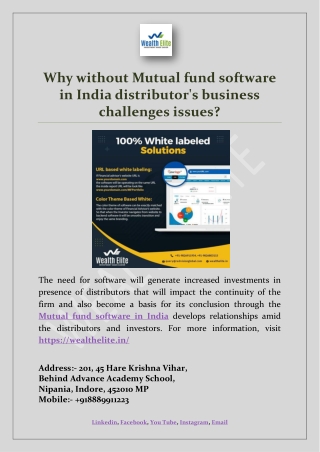 Why without Mutual fund software in India distributor's business challenges issues