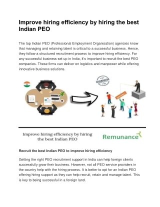 Improve hiring efficiency by hiring the best Indian PEO