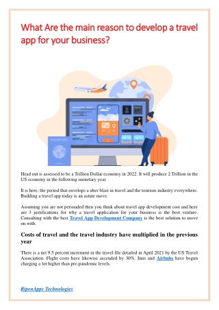 What Are the main reason to develop a travel app for your business