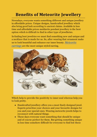 Benefits of Meteorite Jewellery