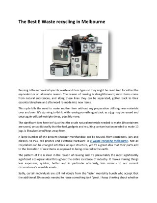 How E Waste Recycling Melbourne Can Ease Your Pain