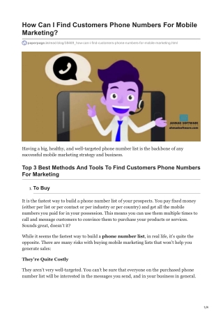 1How Can I Find Customers Phone Numbers For Mobile Marketing