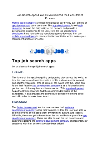 Job Search Apps Have Revolutionized-the Recruitment Process