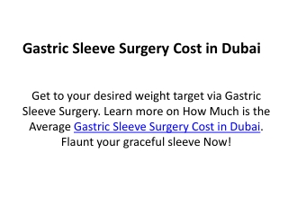 Gastric Sleeve Surgery Cost in Dubai