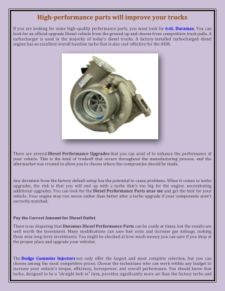 High-performance parts will improve your trucks