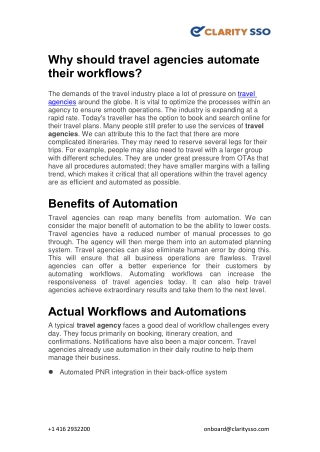 Why should travel agencies automate their workflow