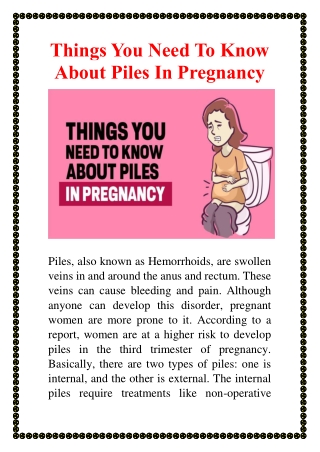 Things You Need To Know About Piles In Pregnancy