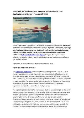 Supersonic Jet Market Research Report—Forecast till 2035