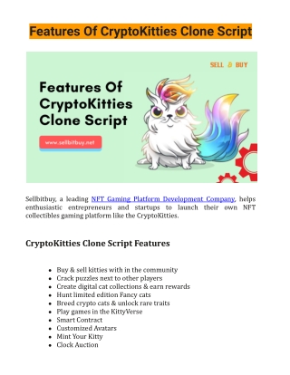 Features Of CryptoKitties Clone Script