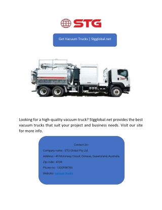 Get Vacuum Trucks | Stgglobal.net