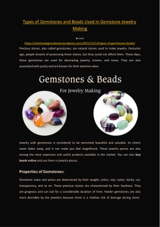 Types of Gemstones and Beads Used in Jewelry Making