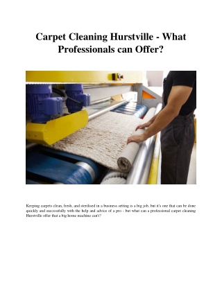 Carpet Cleaning Hurstville - What Professionals can Offer