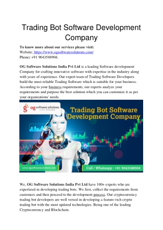 Trading bot Software Development company