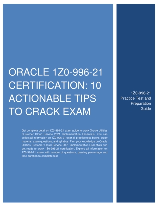 Oracle 1Z0-996-21 Certification: 10 Actionable Tips to Crack Exam