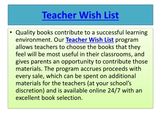Bookworm Central Teacher Wish List