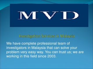 Investigation Services in Malaysia