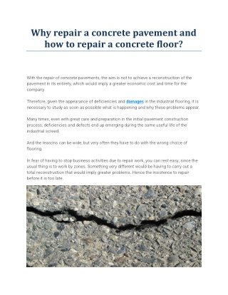 Why repair a concrete pavement and how to repair a concrete floor