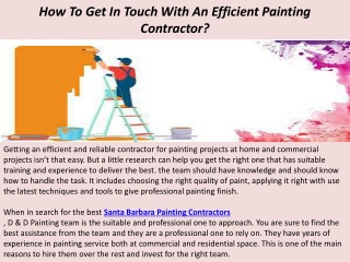 Santa Barbara Painting Contractors - How To Get In Touch With An Efficient Paint