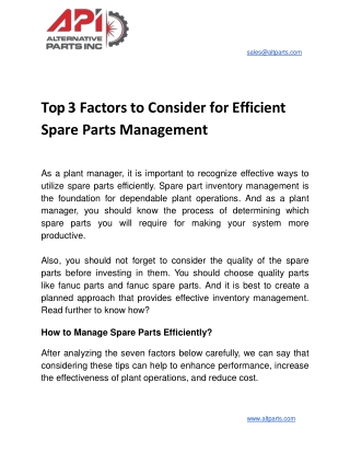 Top 3 Factors to Consider for Efficient Spare Parts Management-converted