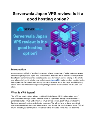 Serverwala's Japan VPS review: Is it a good hosting option?