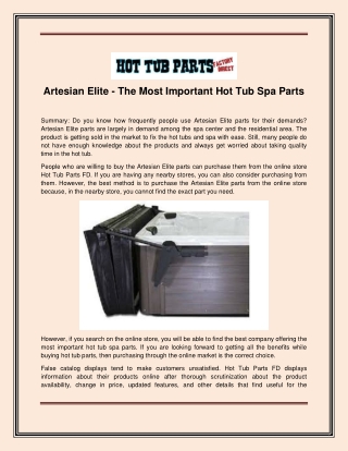 Artesian Elite - The Most Important Hot Tub Spa Parts