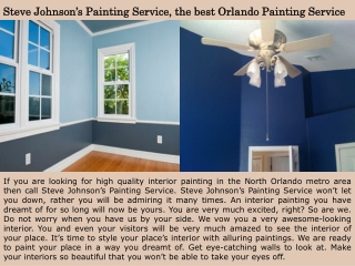 Steve Johnson’s Painting Service, the best Orlando Painting Service