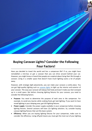 Buying Caravan Lights Consider the Following Four Factors!