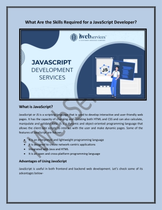 What Are the Skills Required for a JavaScript Developer - iWebServices