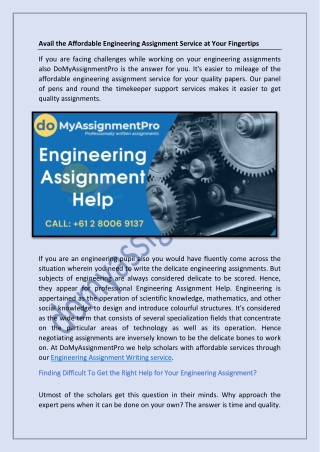 Engineering Assignment Help