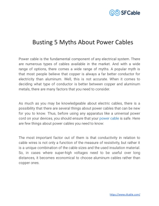 Busting 5 Myths About Power Cables