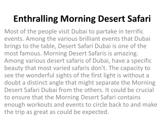 Enthralling Morning Desert Safari