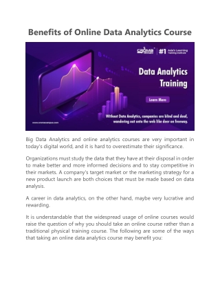 Benefits of Online Data Analytics Course