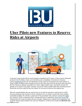 Uber Pilots new Features to Reserve Rides at Airports