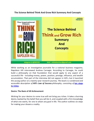 The Science Behind Think And Grow Rich Summary And Concepts