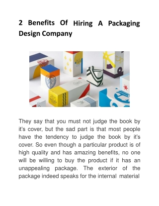 2 Benefits Of Hiring A Packaging Design Company
