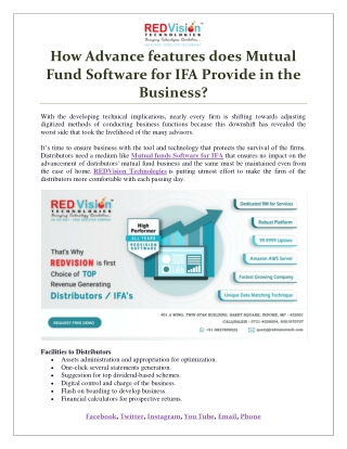 How Advance features does Mutual Fund Software for IFA Provide in the Business