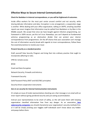 Effective Ways to Secure Internal Communication
