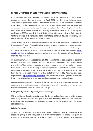 Is Your Organization Safe from Cybersecurity Threats
