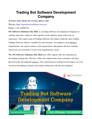 Trading Bot Software Development Company