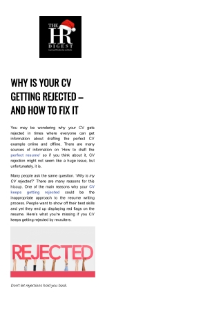 Is Your Resume Getting Rejected?