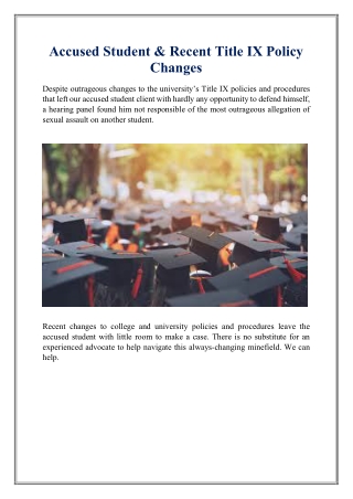 Accused Student & Recent Title IX Policy Changes