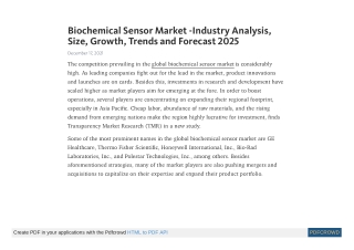 Biochemical Sensor Market -Industry Analysis, Size, Growth, Trends and Forecast