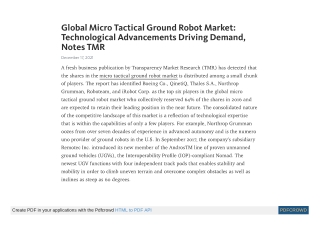 Micro Tactical Ground Robot Market Size,Share,Trends, Forecast 2025Micro Tactica