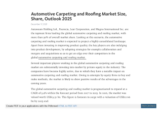 Automotive Carpeting and Roofing Market Size, Share, Outlook 2025