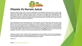 Vitamix Vs Hurom Juicer