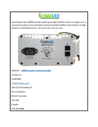 1000W double ended grow light  Lumagro.com