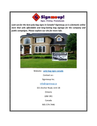 Poly Bag Signs Canada  Signmeup.ca