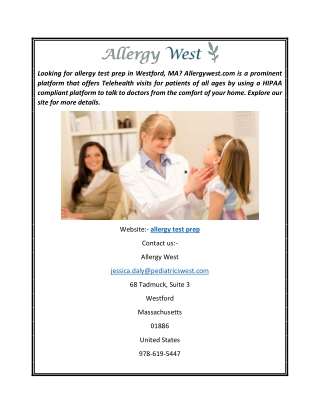 Allergy Test Prep  Allergywest.com